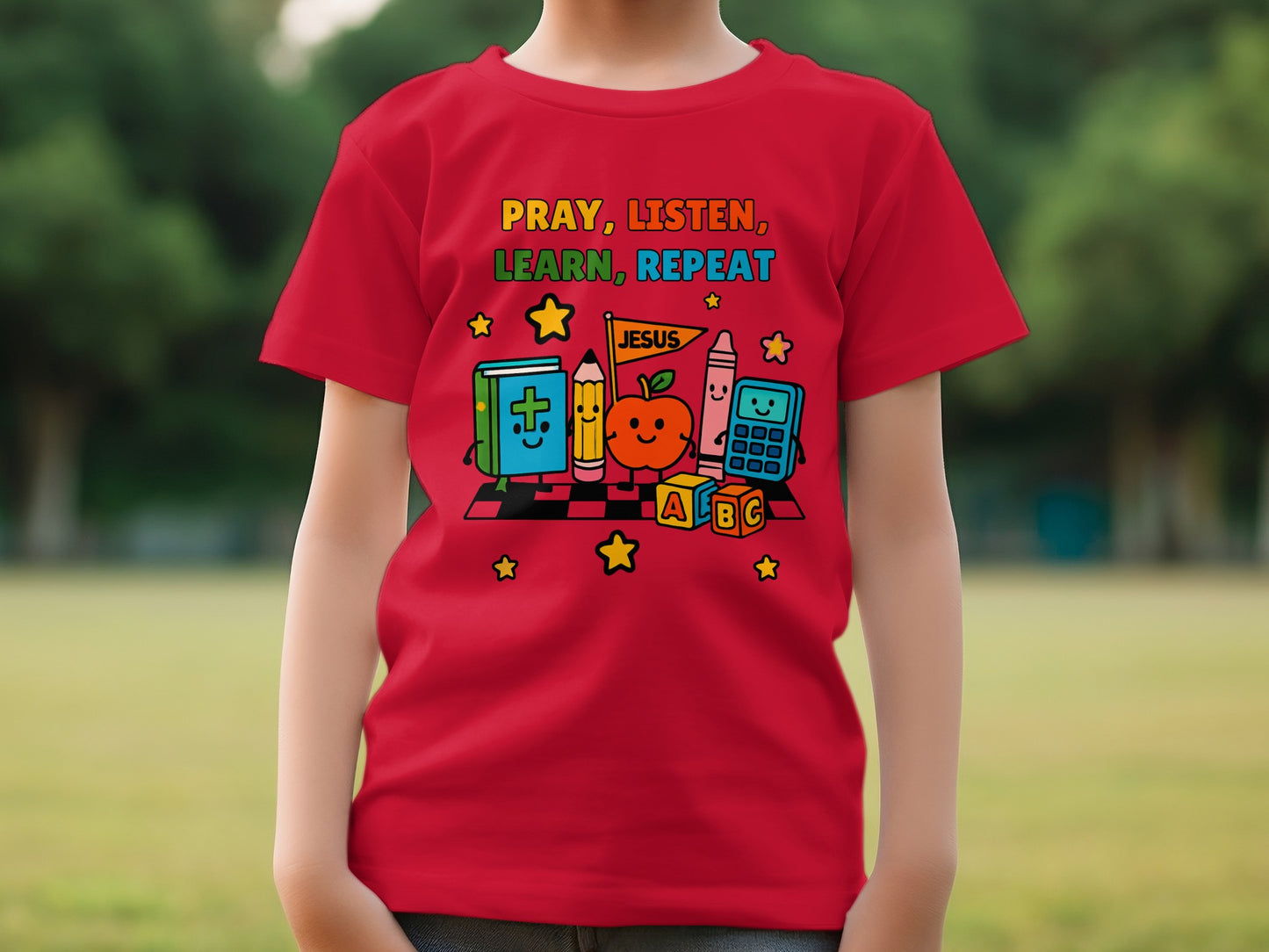Pray Listen Learn Repeat Kids T-shirt