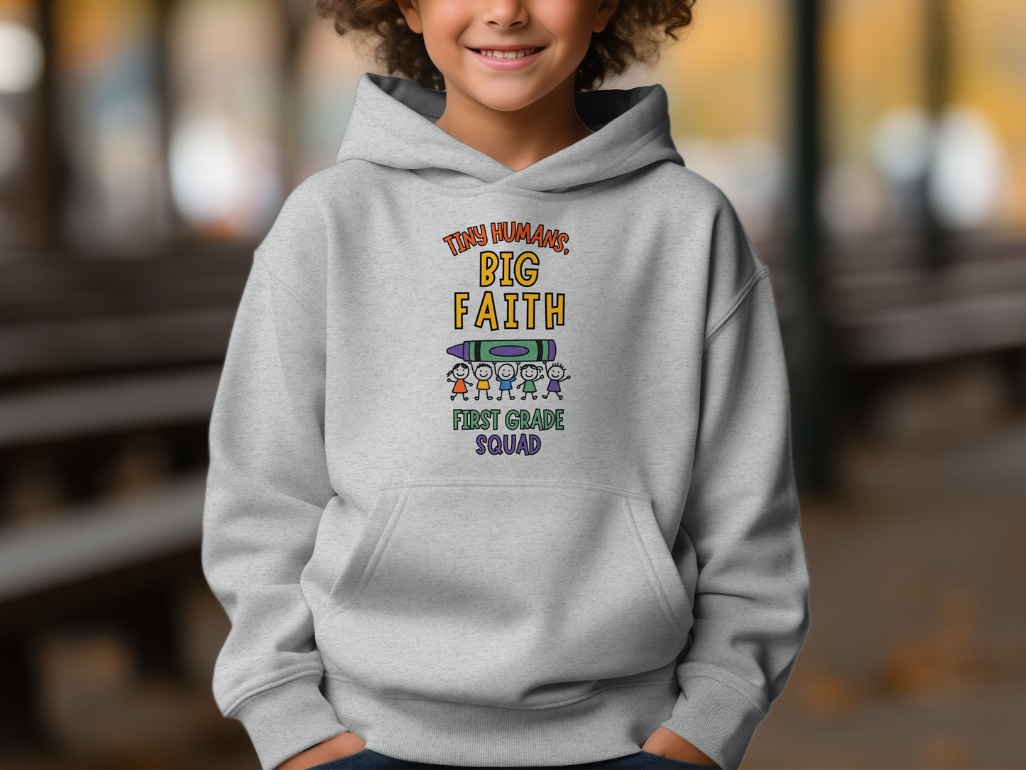 Tiny Humans Big Faith First Grade Squad Hoodie