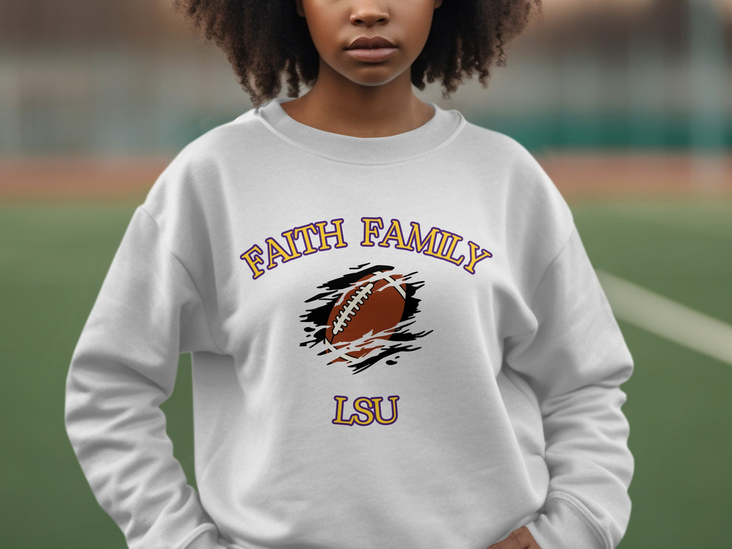 Faith Family LSU Football Graphic Sweatshirt product