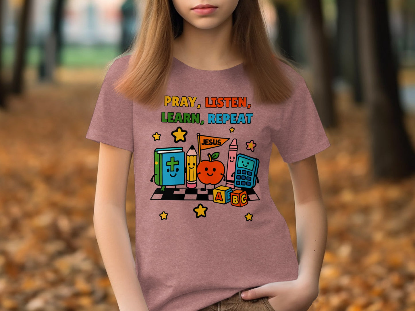 Pray Listen Learn Repeat Jesus ABC T-Shirt