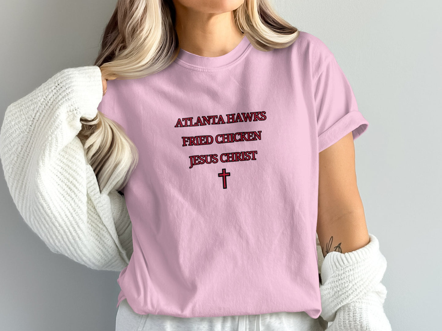 Atlanta Hawks Fried Chicken Jesus Christ T-shirt
