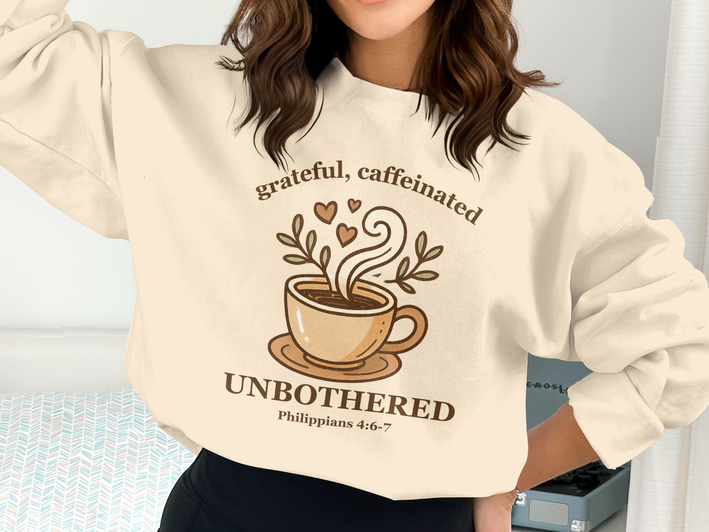 Grateful Caffeinated Unbothered Christian Apparel product type