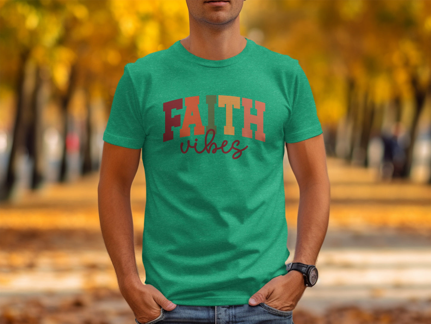 Faith Vibes Graphic Tee with Autumn Colors Design