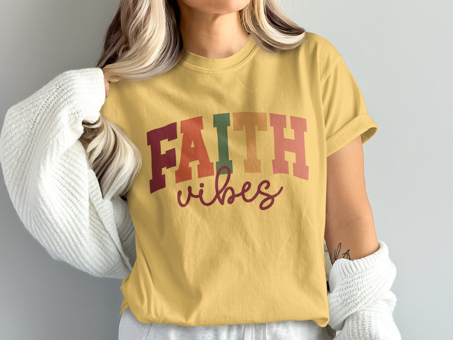 FAITH VIBES Inspirational Graphic Tee Shirt