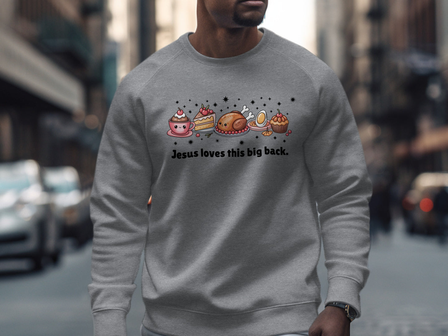 Jesus Loves This Big Back Food Manga Style Sweatshirt
