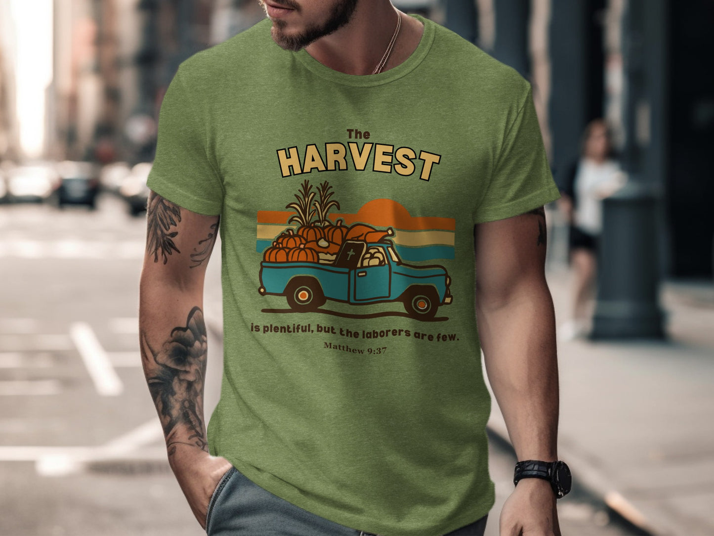 The Harvest T-Shirt with Vintage Truck Design