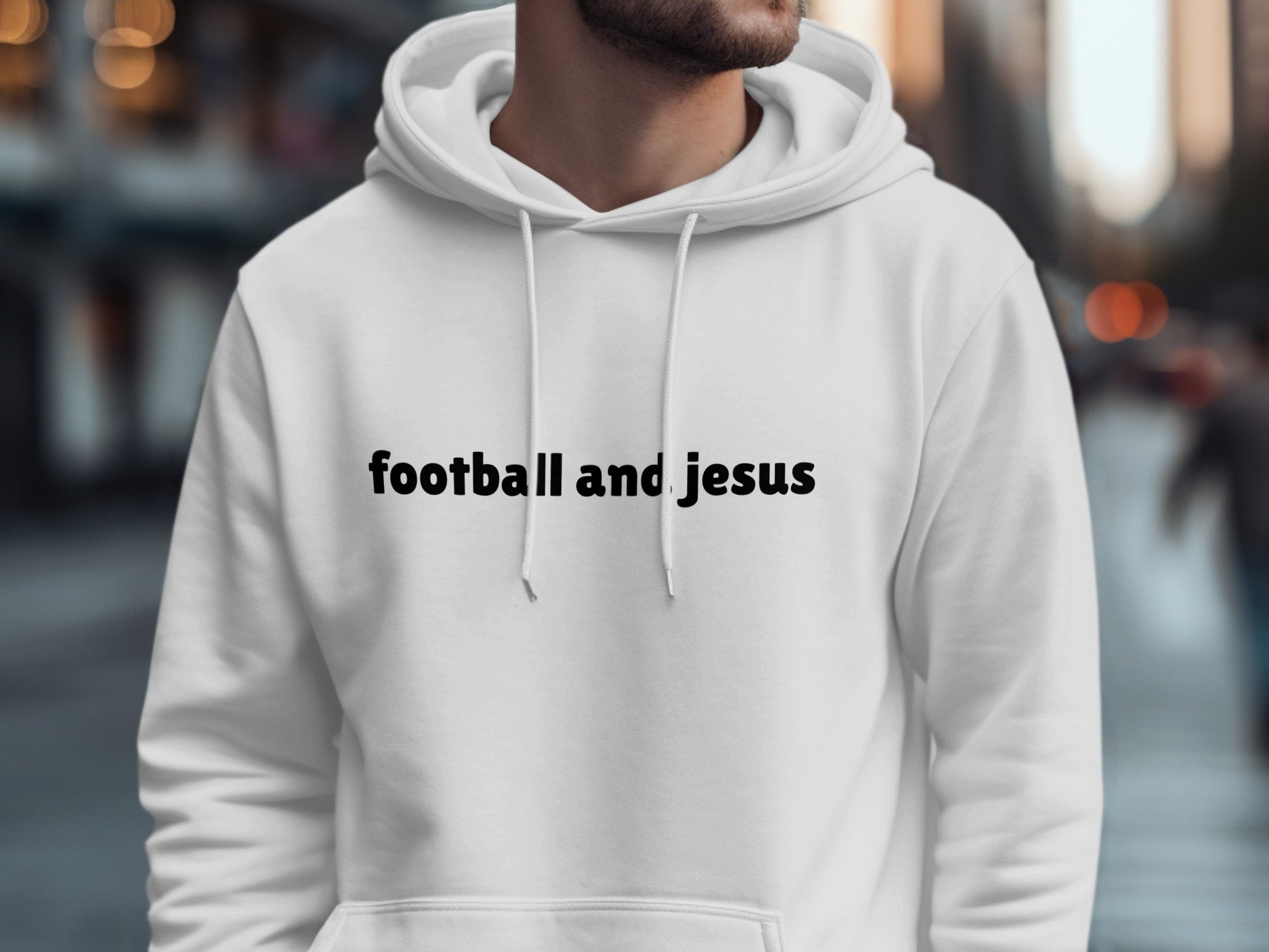 Football and jesus printed casual hoodie product