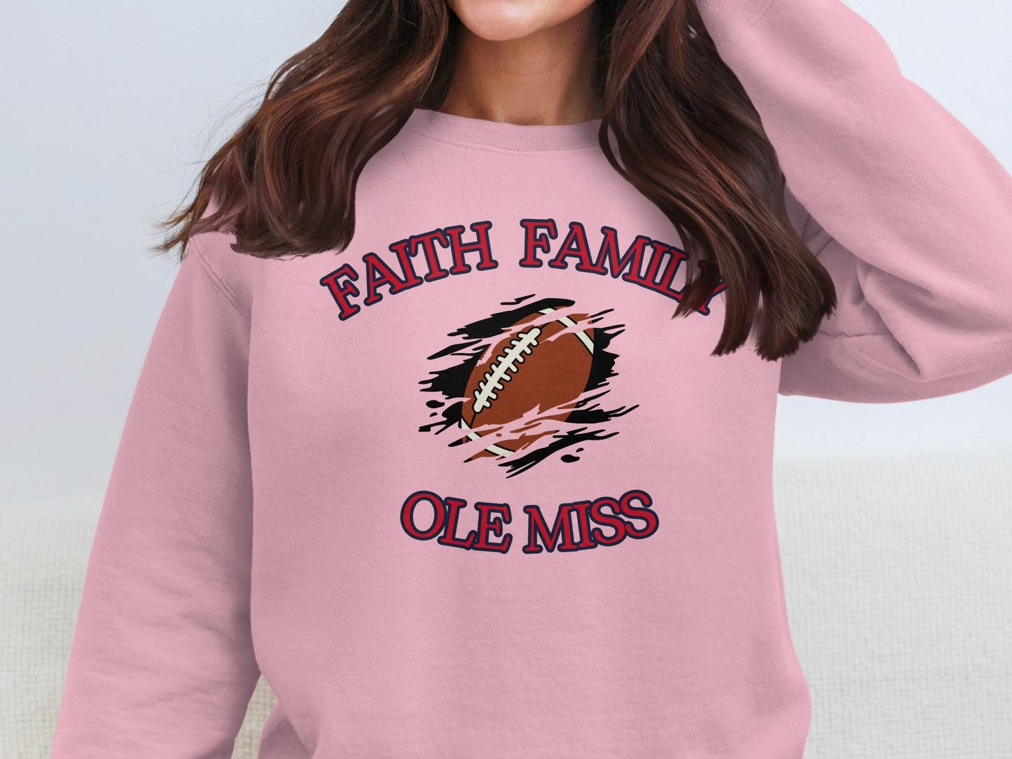 Faith Family Ole Miss Football Fan Sweatshirt product type