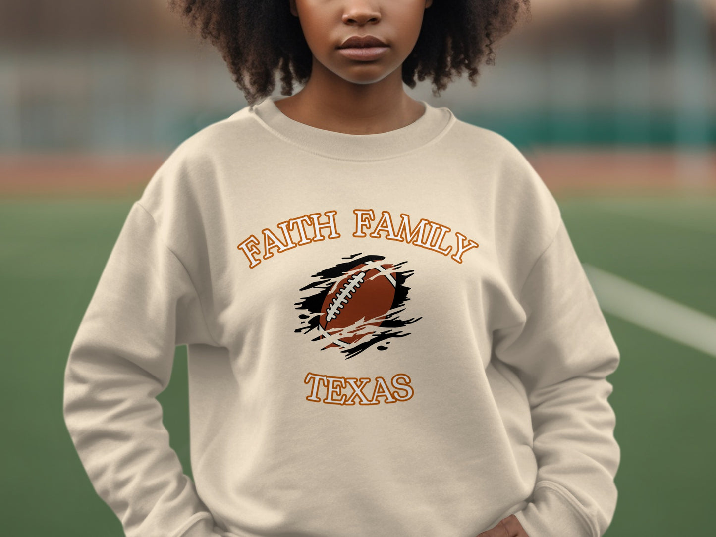 Faith Family Texas Football Graphic Sweatshirt Product