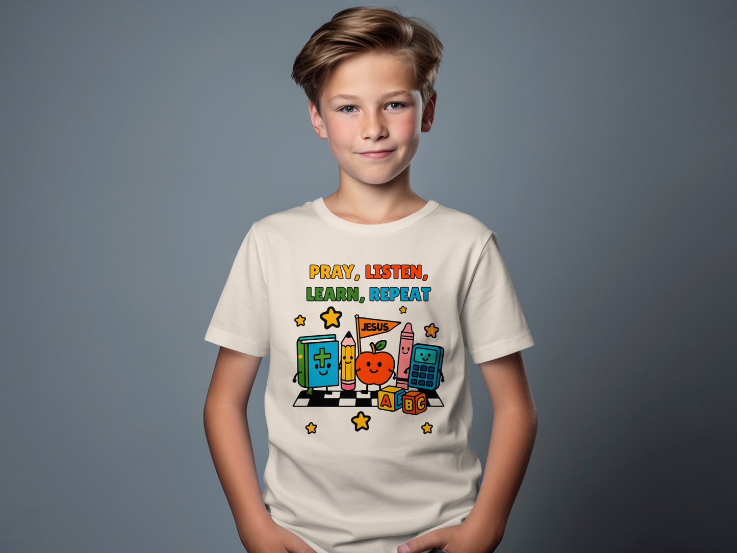 Pray Listen Learn Repeat Kids Graphic T-shirt