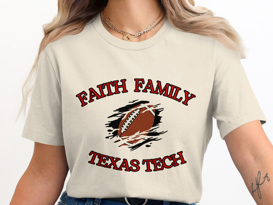 Faith Family Texas Tech Graphic T-Shirt for Fan Apparel