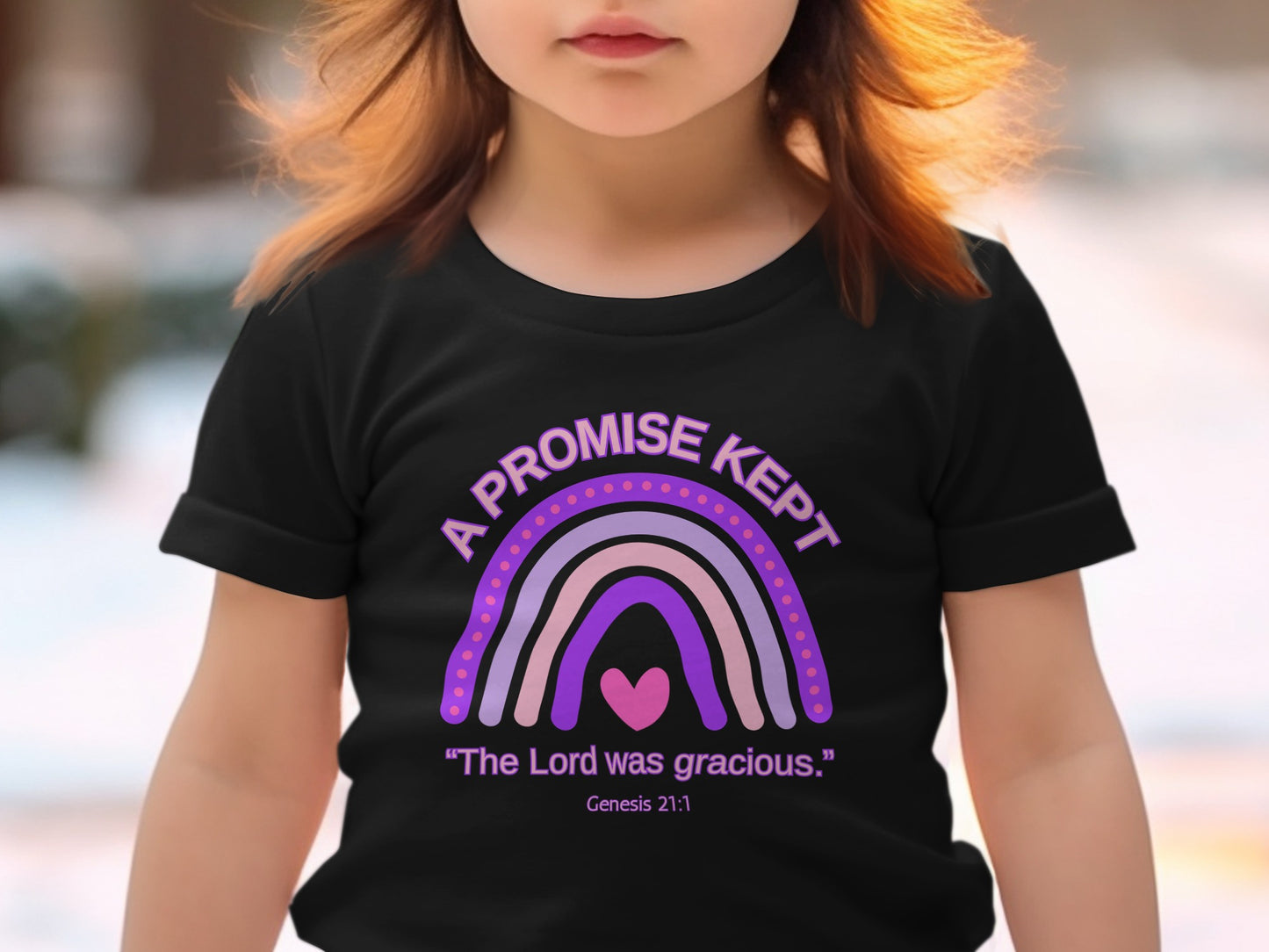 A Promise Kept Genesis 21:1 Quote T-shirt for Kids