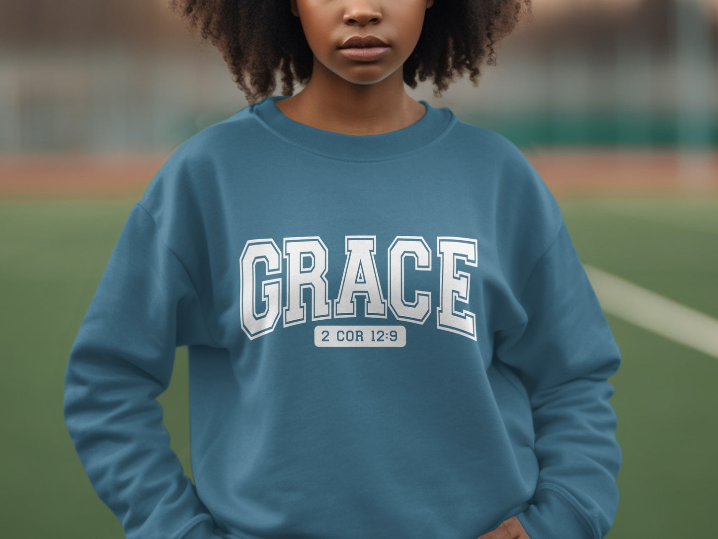 GRACE 2 COR 12:9 Inspirational Sweatshirt Sports Apparel