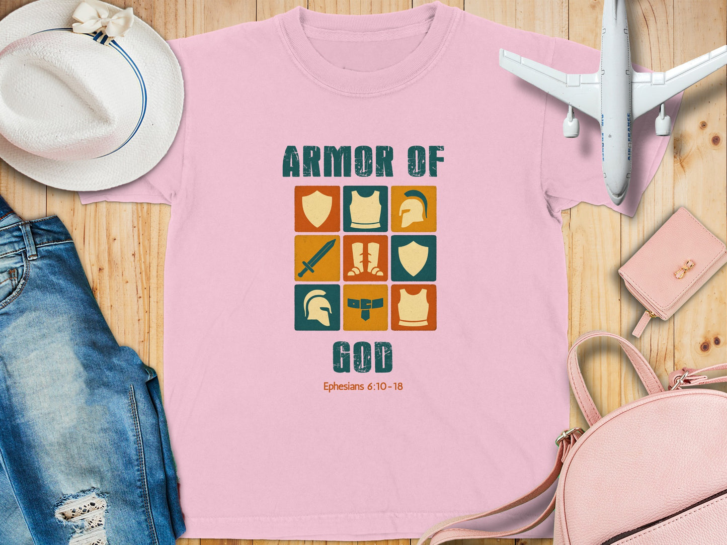 Vibrant Armor of God Typography T-shirt Design