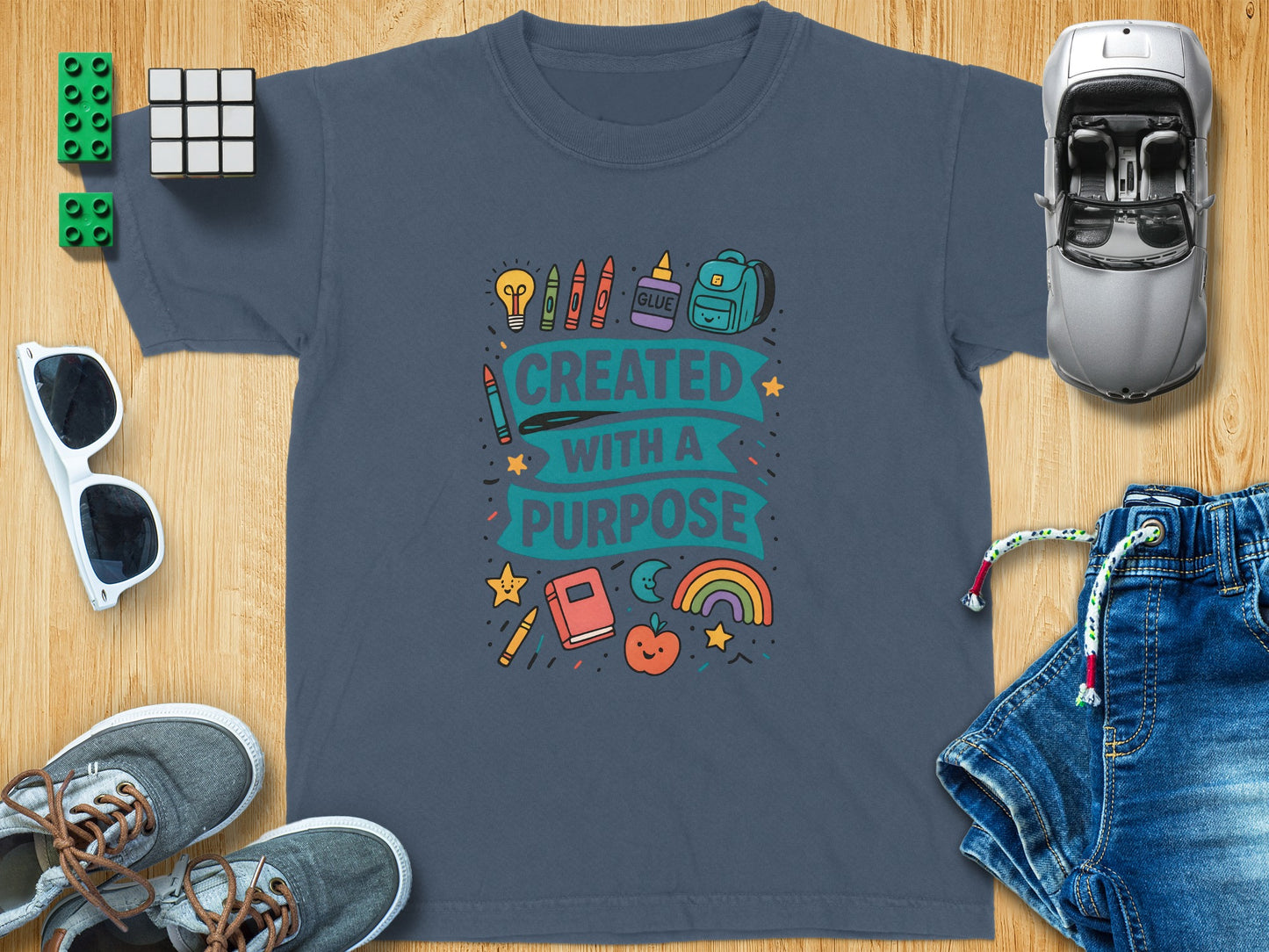 Created With A Purpose Colorful Graphic T-Shirt