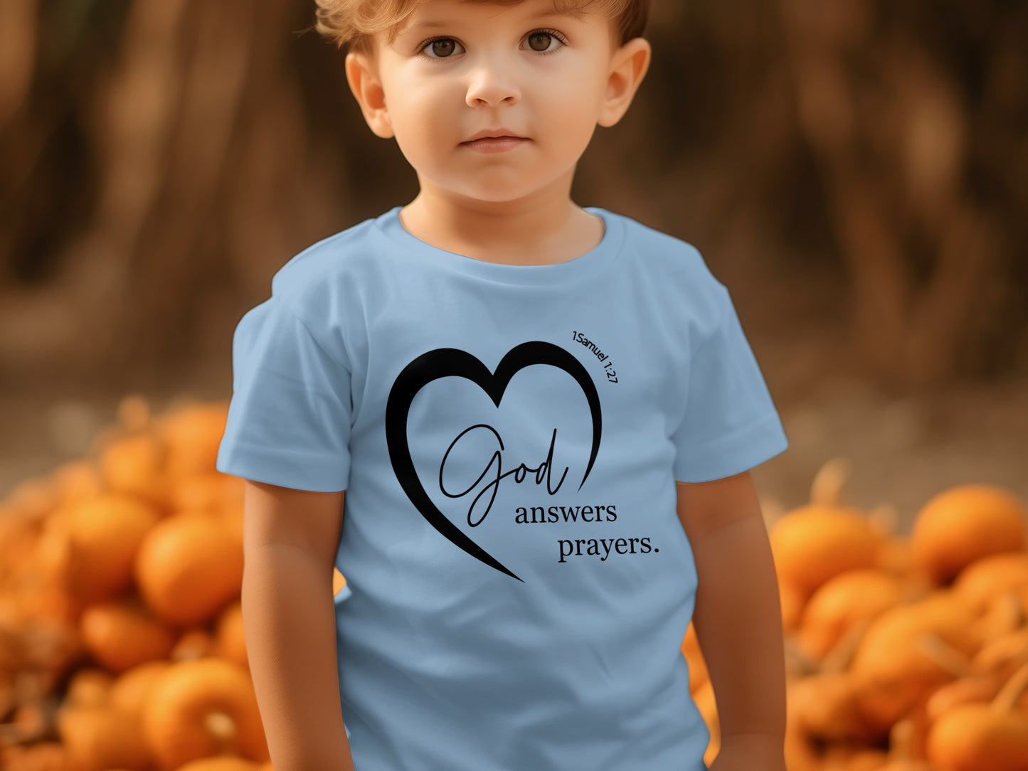 God Answers Prayers Heart Design Blue Kids T-Shirt