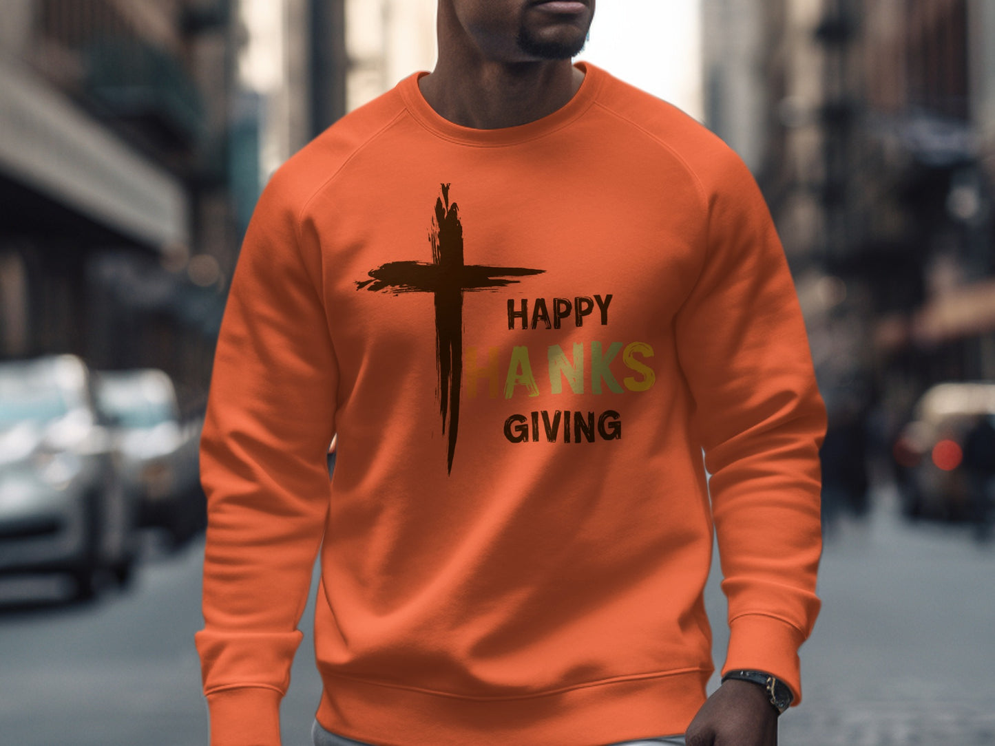Happy Thanksgiving Shirt with Cross Print Design