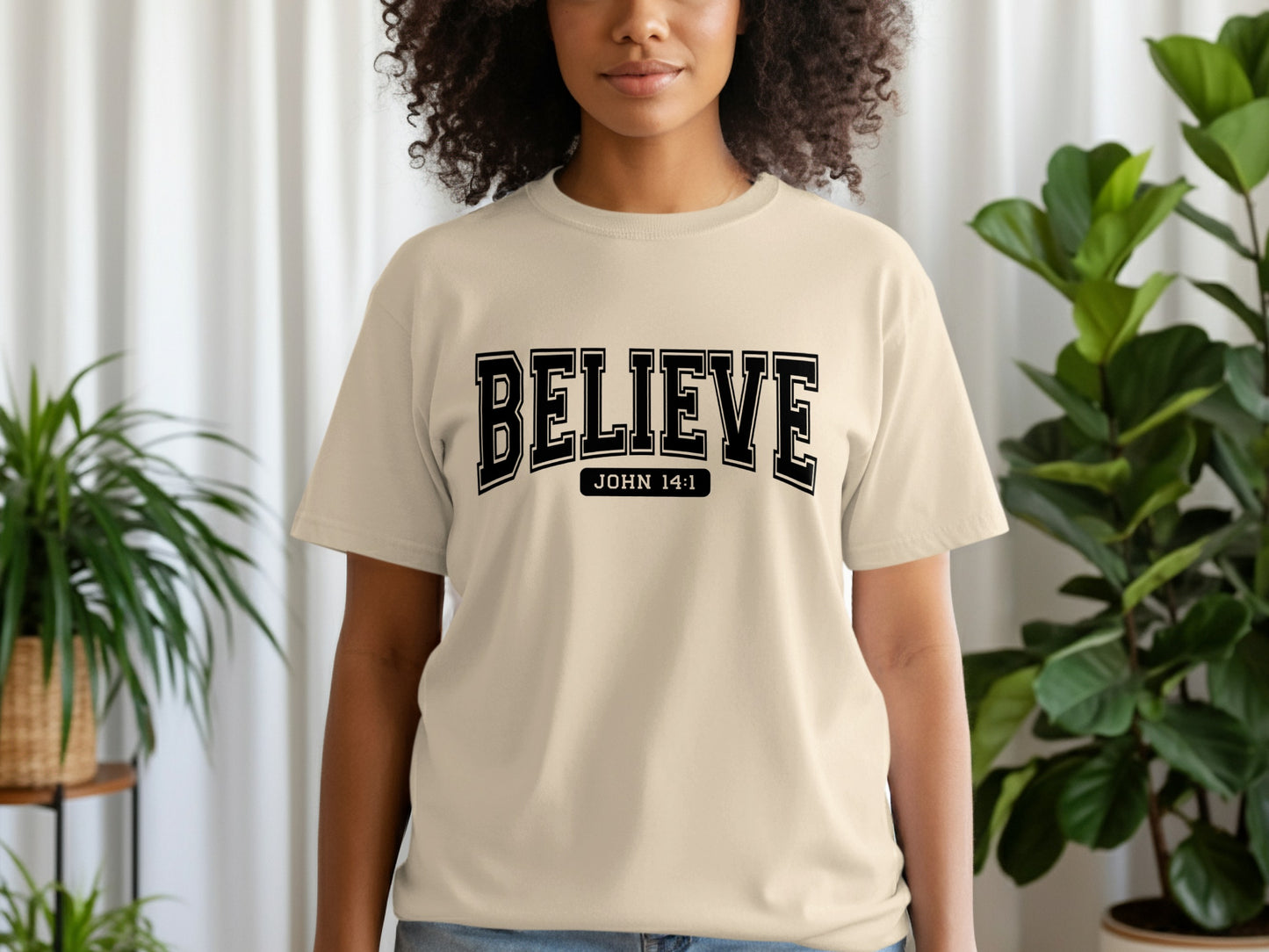 BELIEVE JOHN 14:1 Graphic Tee Faith-Inspired Shirt