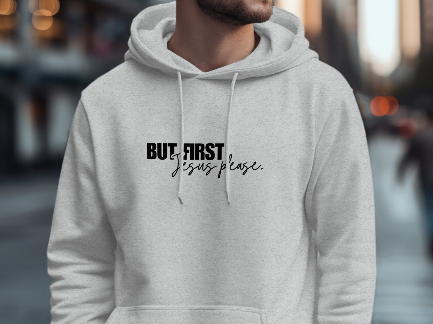 But First Jesus Please Slogan Unisex Hoodie product