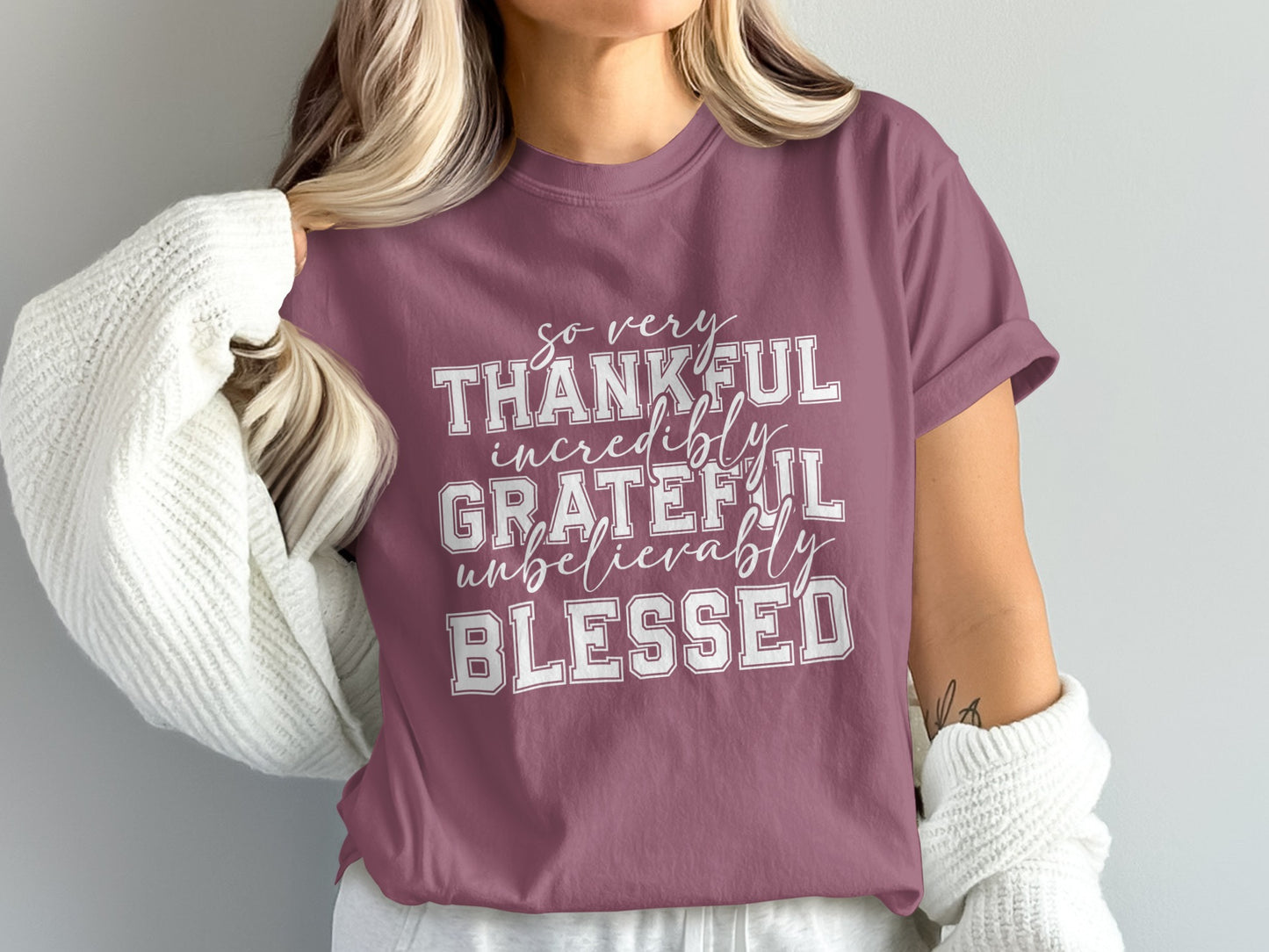 So Very Thankful Grateful Blessed Graphic Tee