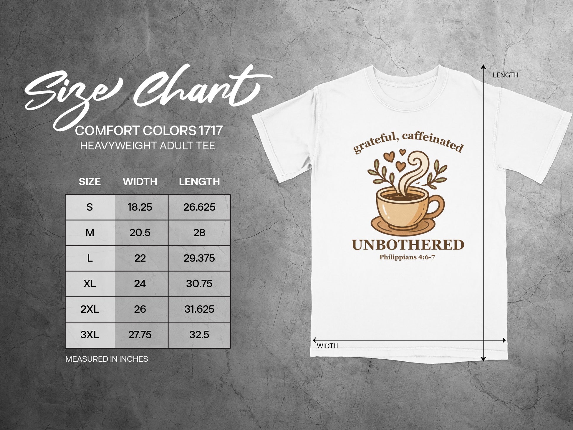 Grateful Caffeinated Unbothered Philippians 4:6-7 tee product