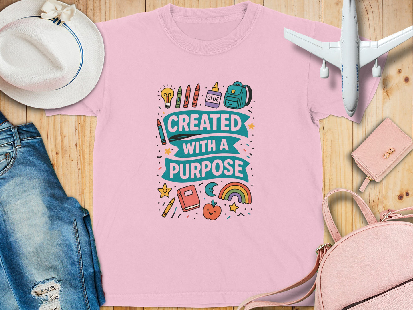 Created With A Purpose Cute Pink Graphic Tee