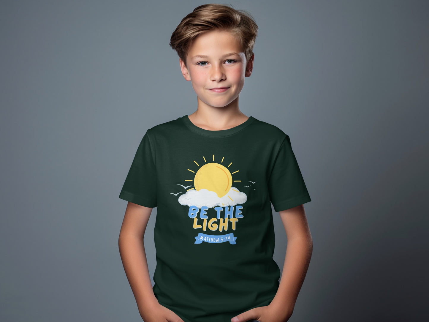 Be the Light Sun and Clouds Design Youth T-shirt