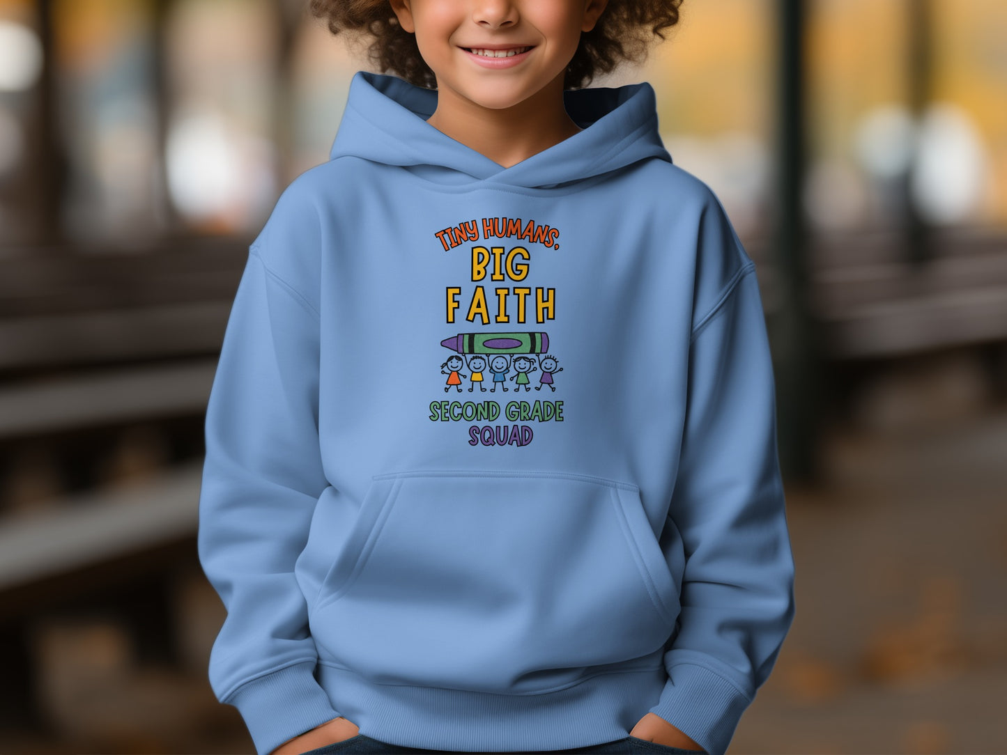 Tiny Humans Big Faith Second Grade Squad Hoodie