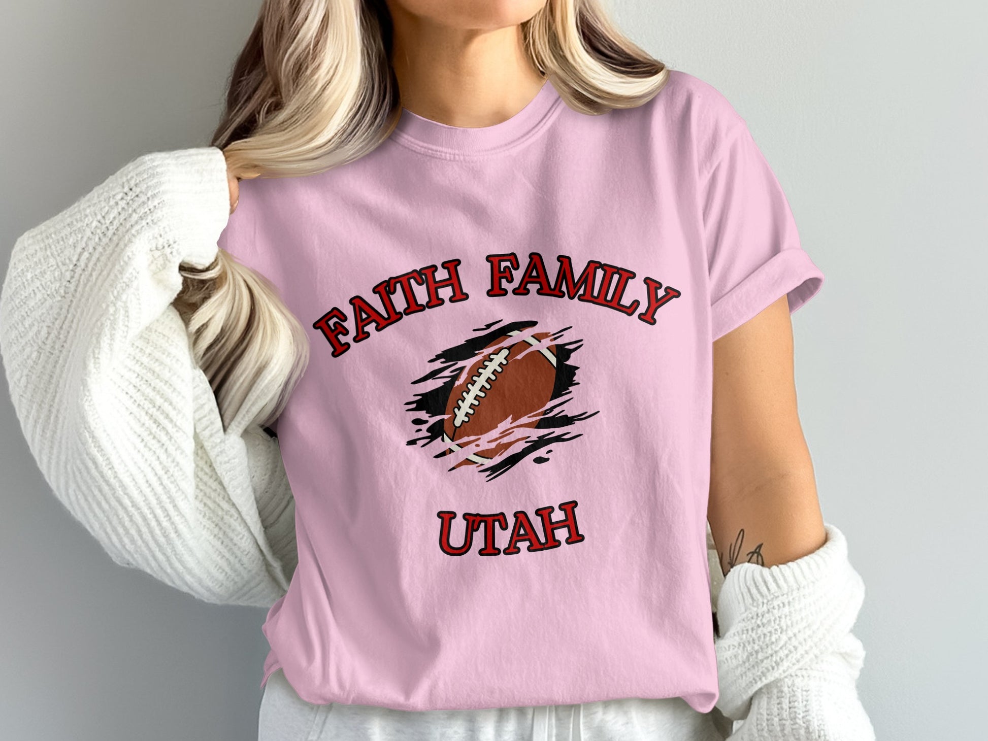 Faith Family Utah Football Graphic Print T-shirt