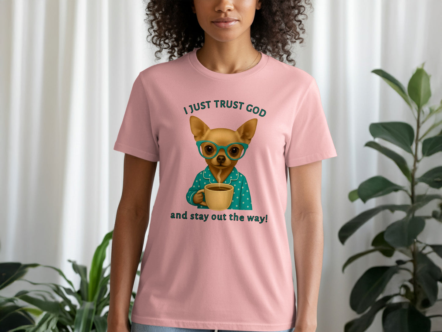 Funny Dog in Glasses with Coffee T-shirt