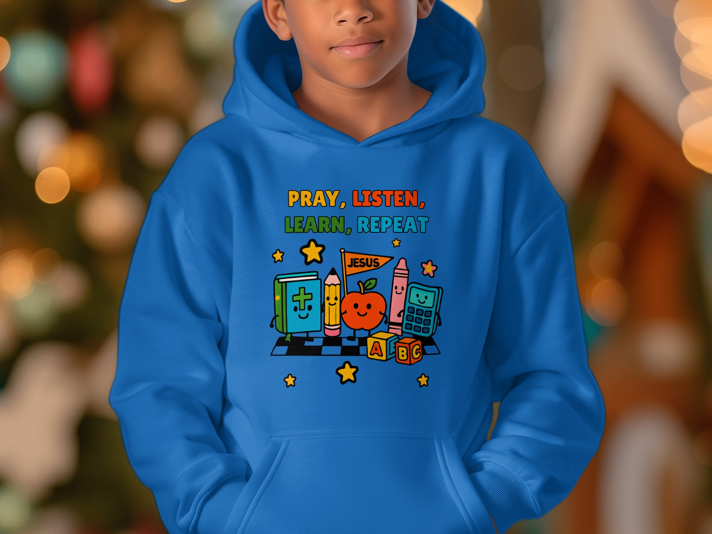 Pray Listen Learn Repeat Inspiring Kid's Hoodie