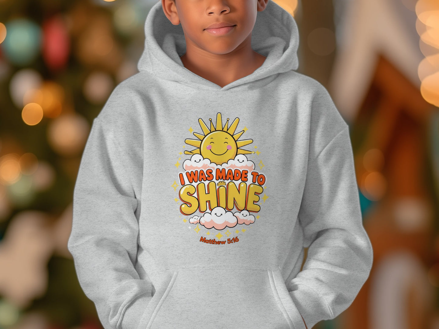 I Was Made to Shine Kid's Hoodie with Adorable Sun Design