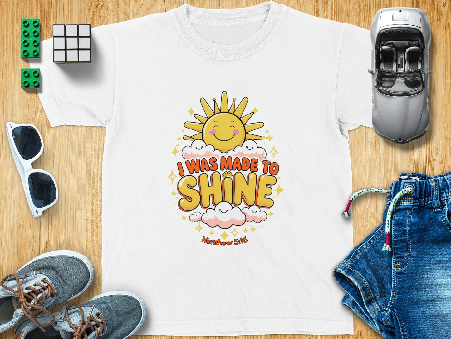 I Was Made to Shine Sun and Cloud Graphic T-shirt