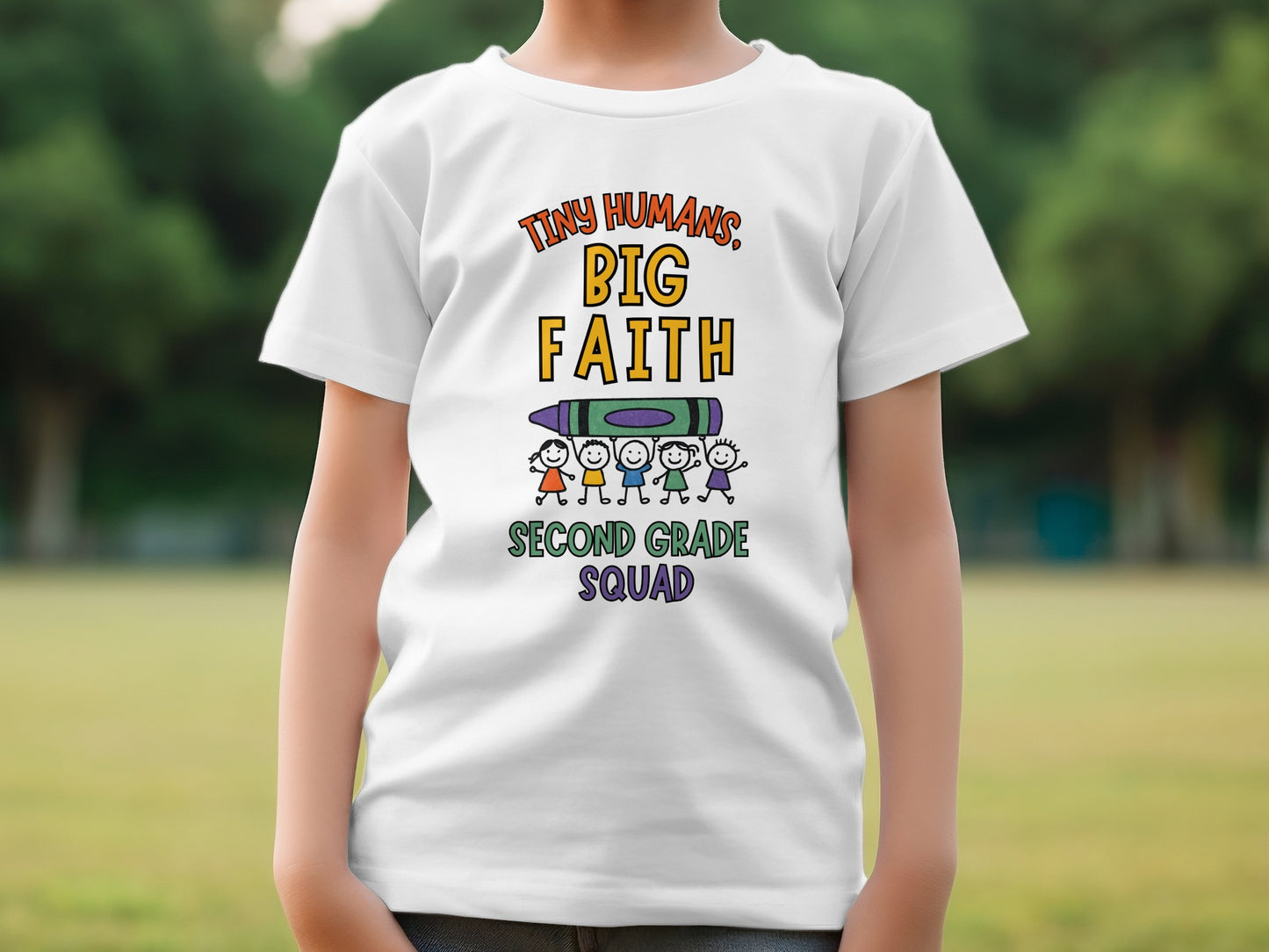 Tiny Humans Big Faith Second Grade Squad shirt