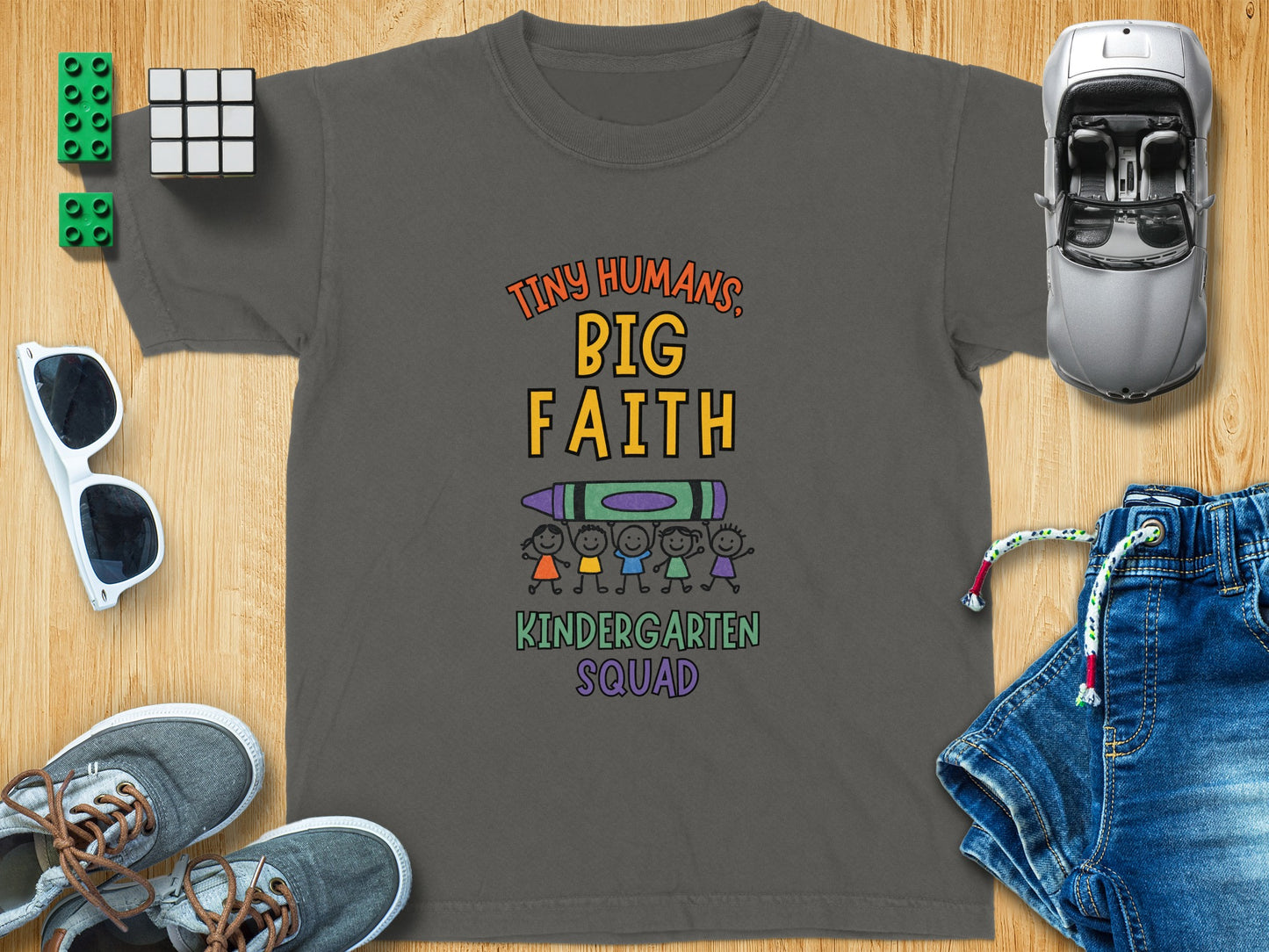 Tiny Humans Big Faith Kindergarten Squad Shirt