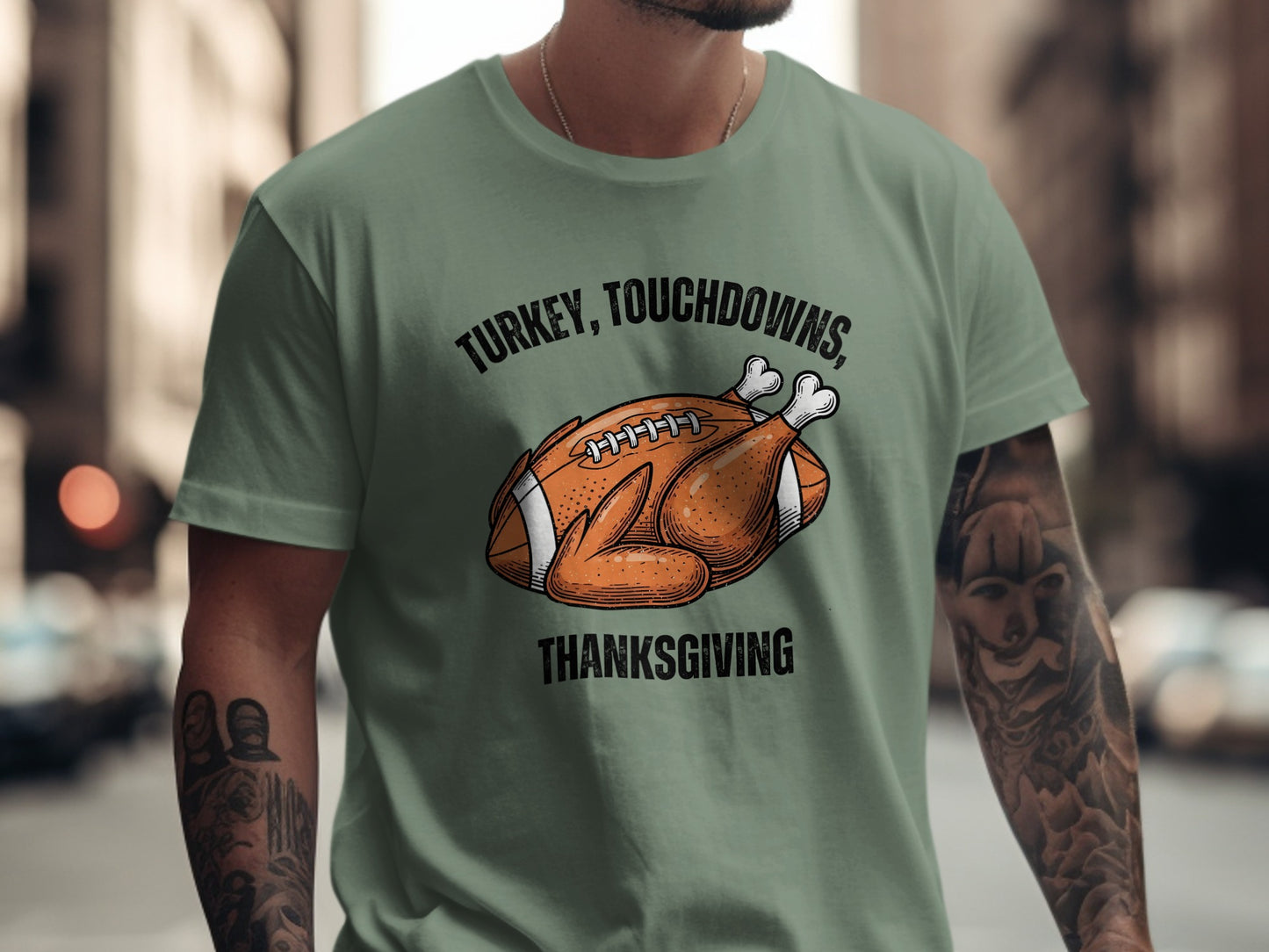 Turkey Touchdowns Thanksgiving Graphic Tee
