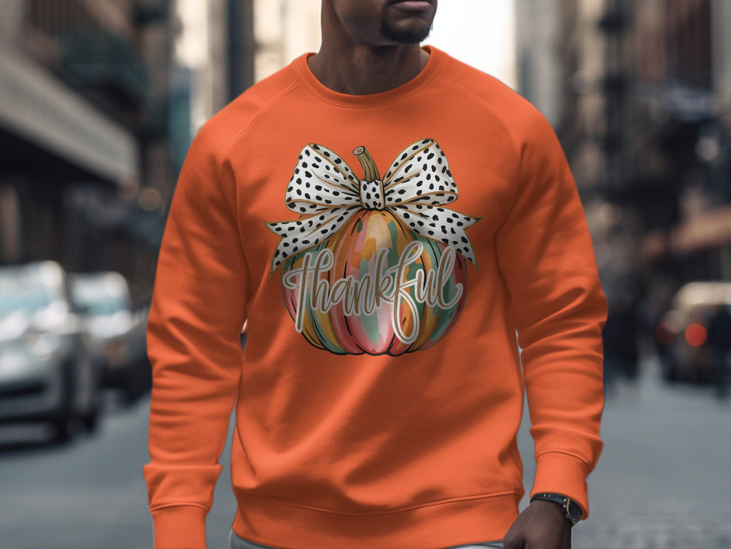 Thankful Pumpkin with Polka Dot Bow Sweatshirt