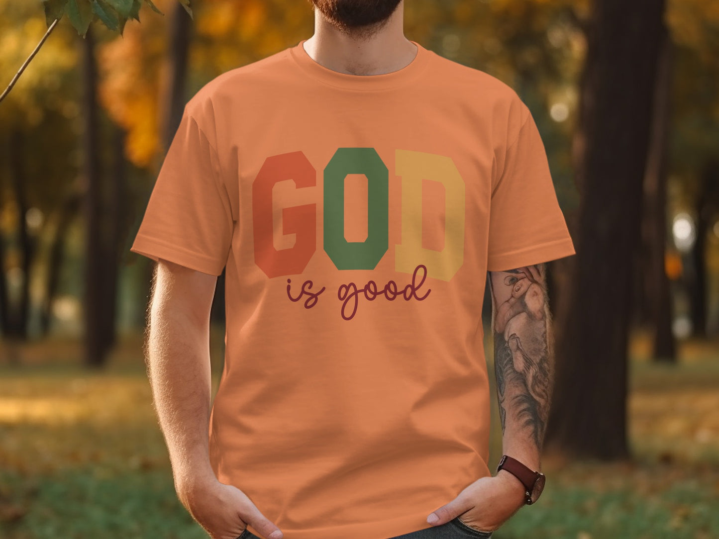 GOD is good message on casual t-shirt product