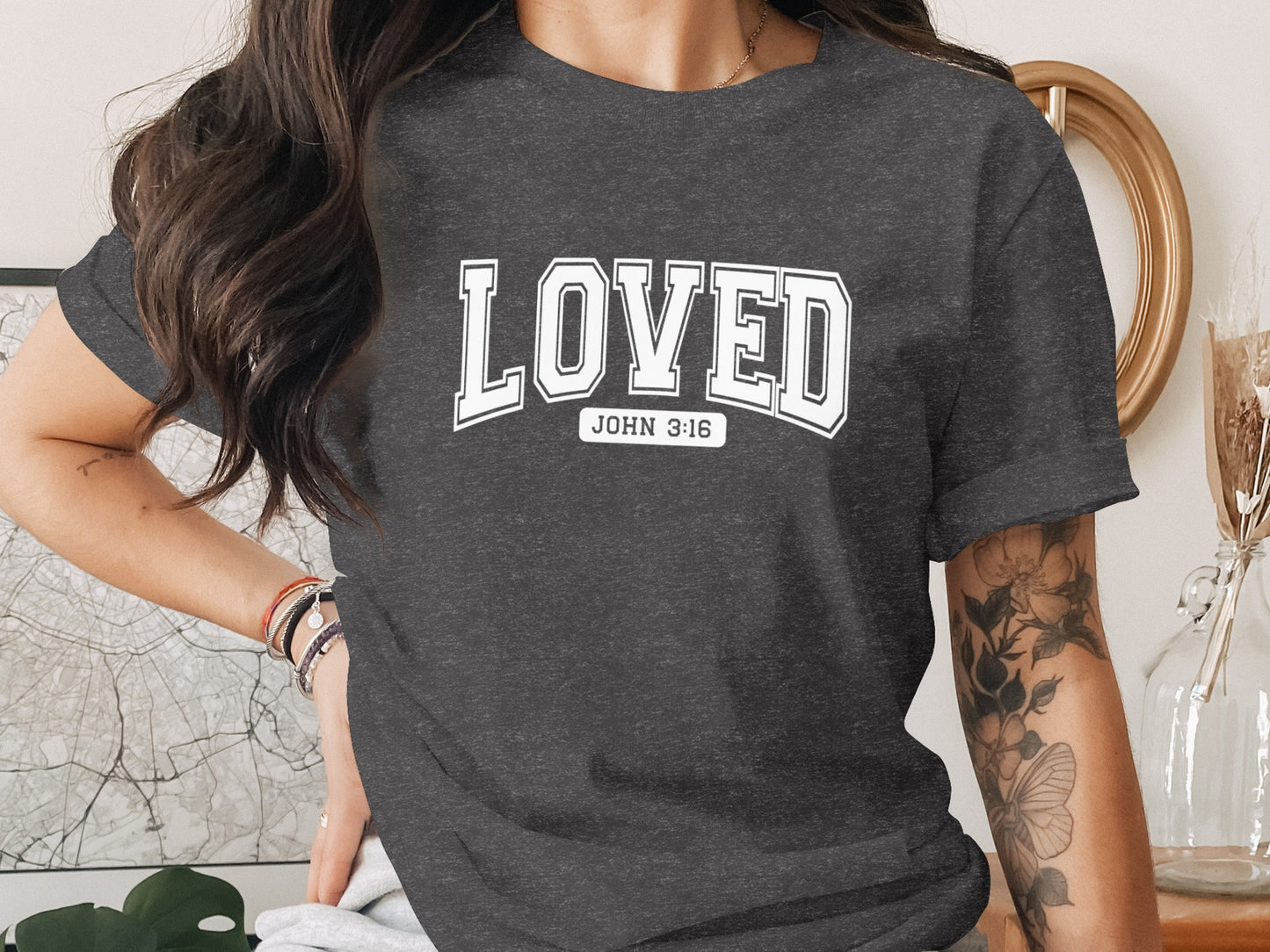 Stylish Loved John 3:16 Graphic Design T-Shirt