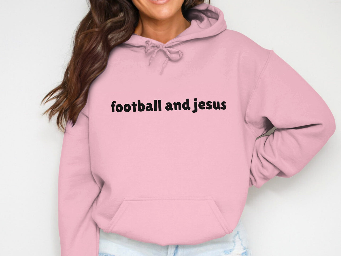 football and jesus graphic hoodie product type