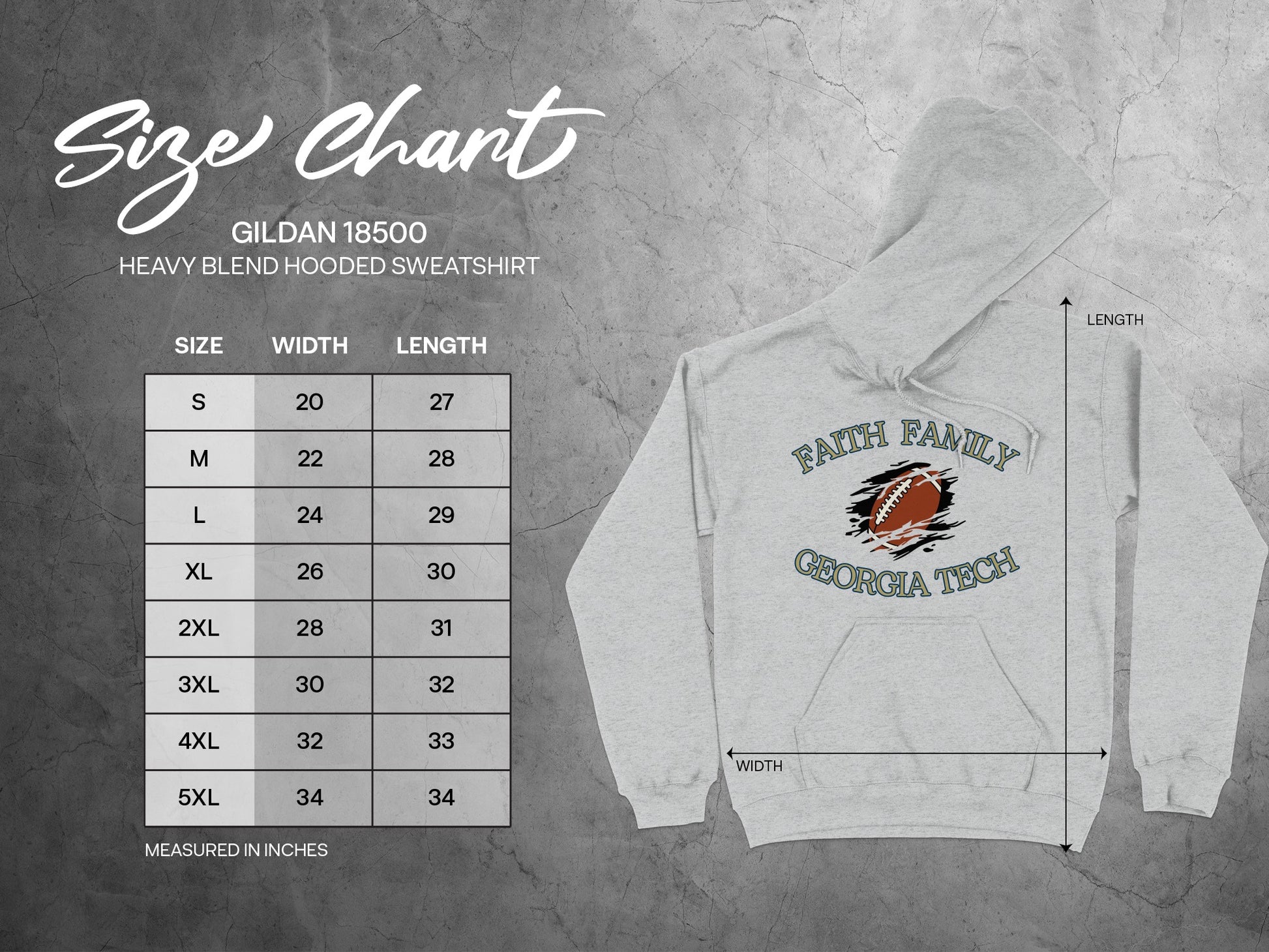 Faith Family Georgia Tech Size Chart Sweatshirt product type