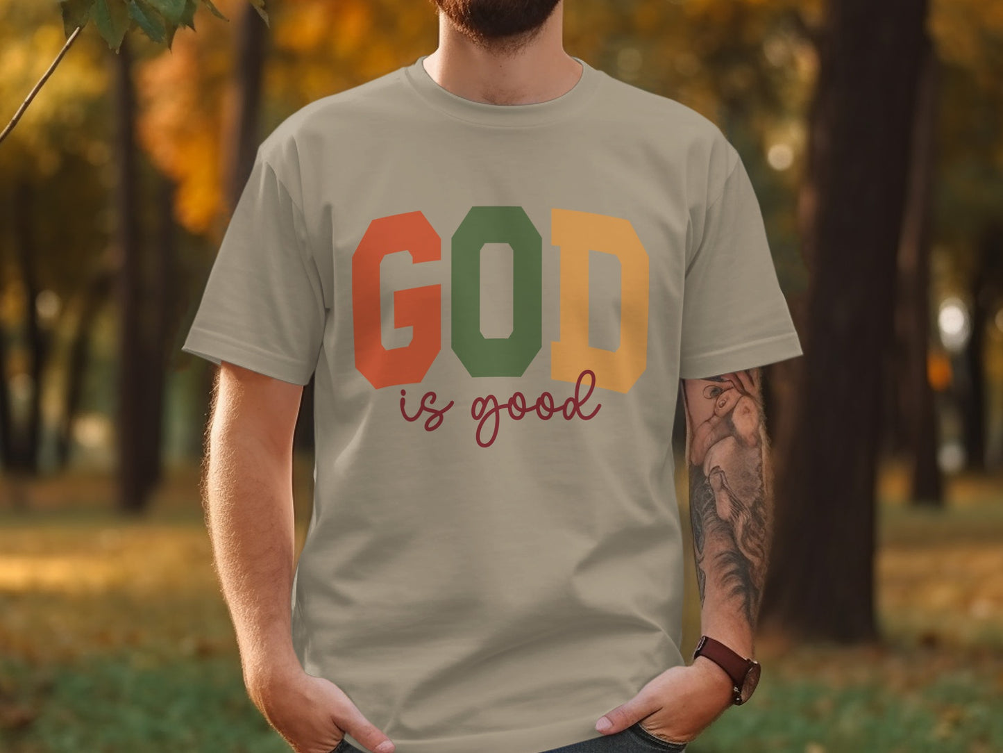 GOD Is Good T-shirt with Colorful Letters Design