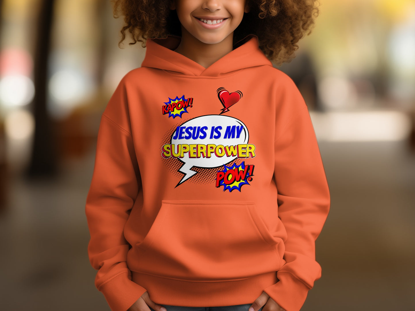 Jesus Is My Superpower Orange Hoodie