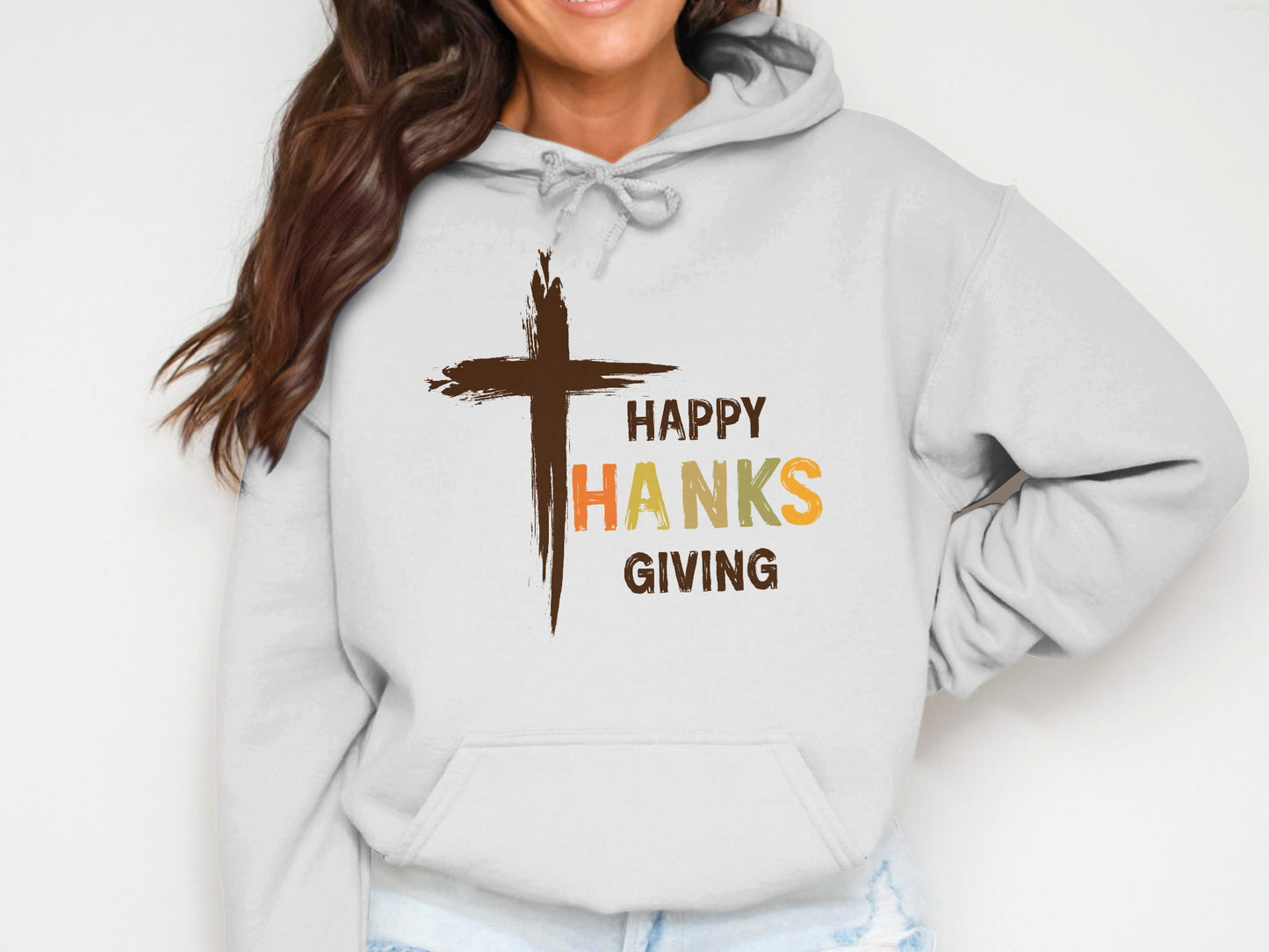 Happy Thanksgiving Cross Graphic Hoodie