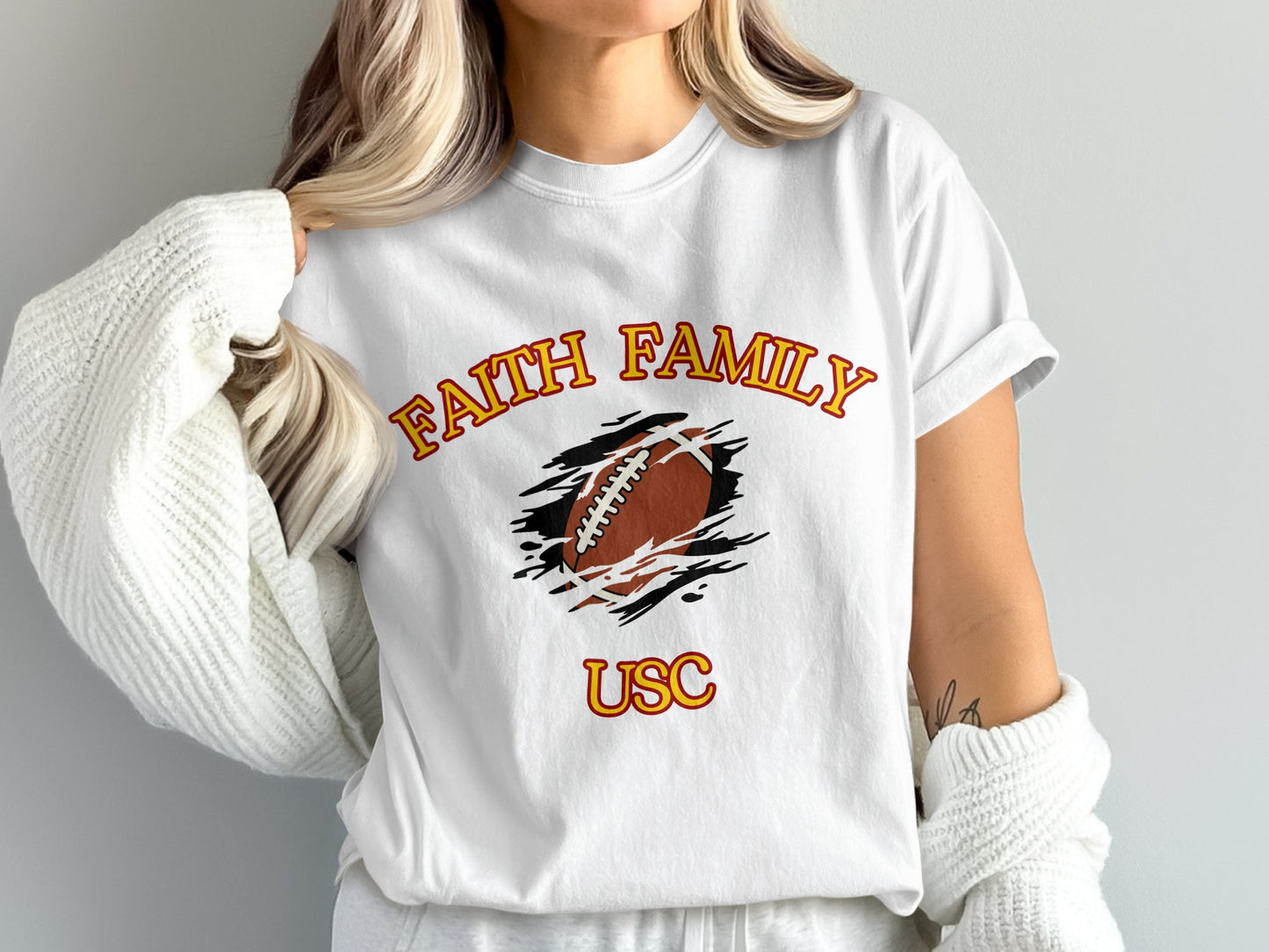 Faith Family USC Football Graphic Shirt