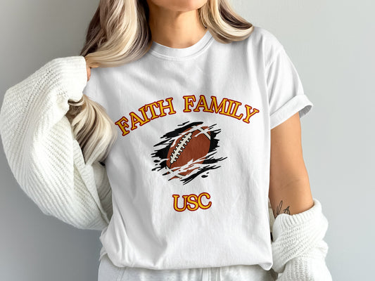 Faith Family USC Football Graphic Shirt