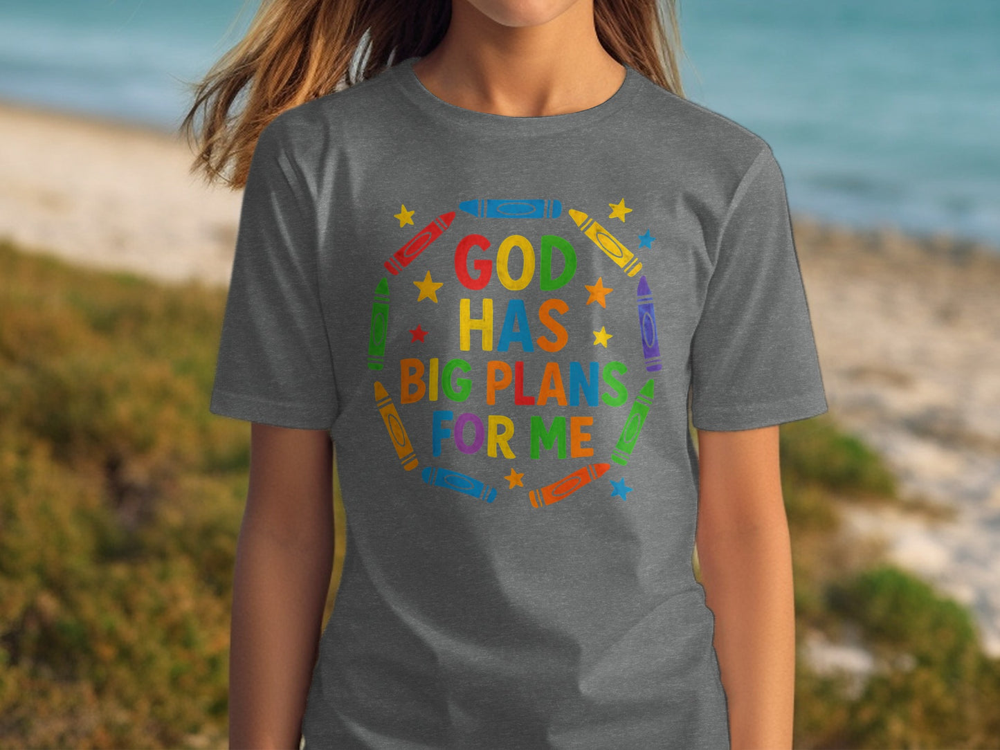 God Has Big Plans for Me Colorful Crayons Design Shirt