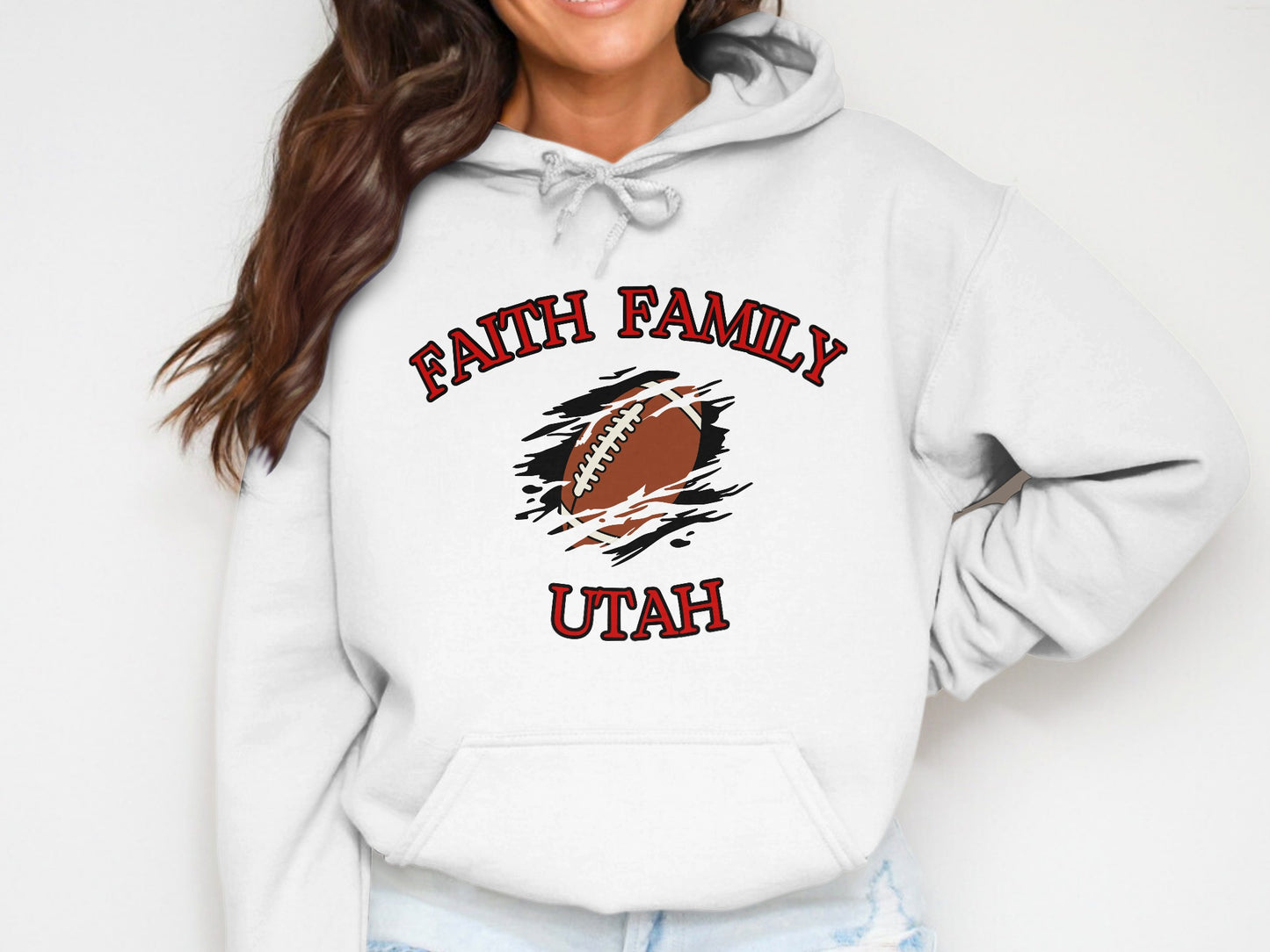 Faith Family Utah Graphic Football Hoodie product type