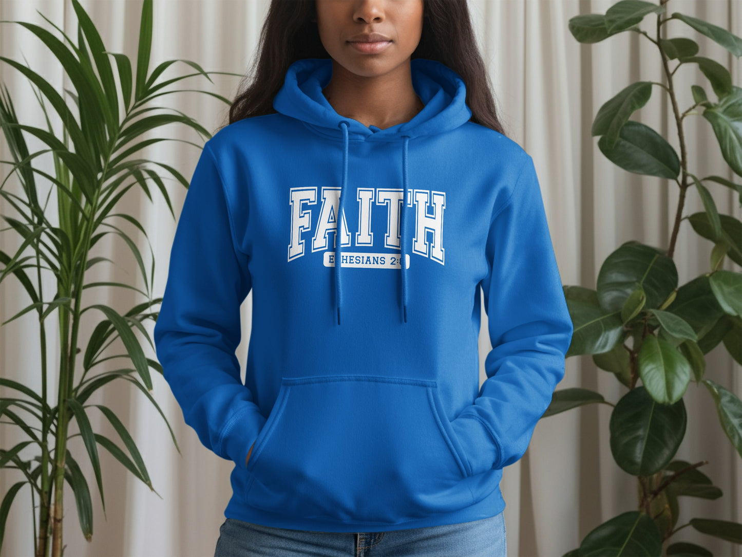 Faith Ephesians 2:8 Blue Hoodie Apparel
