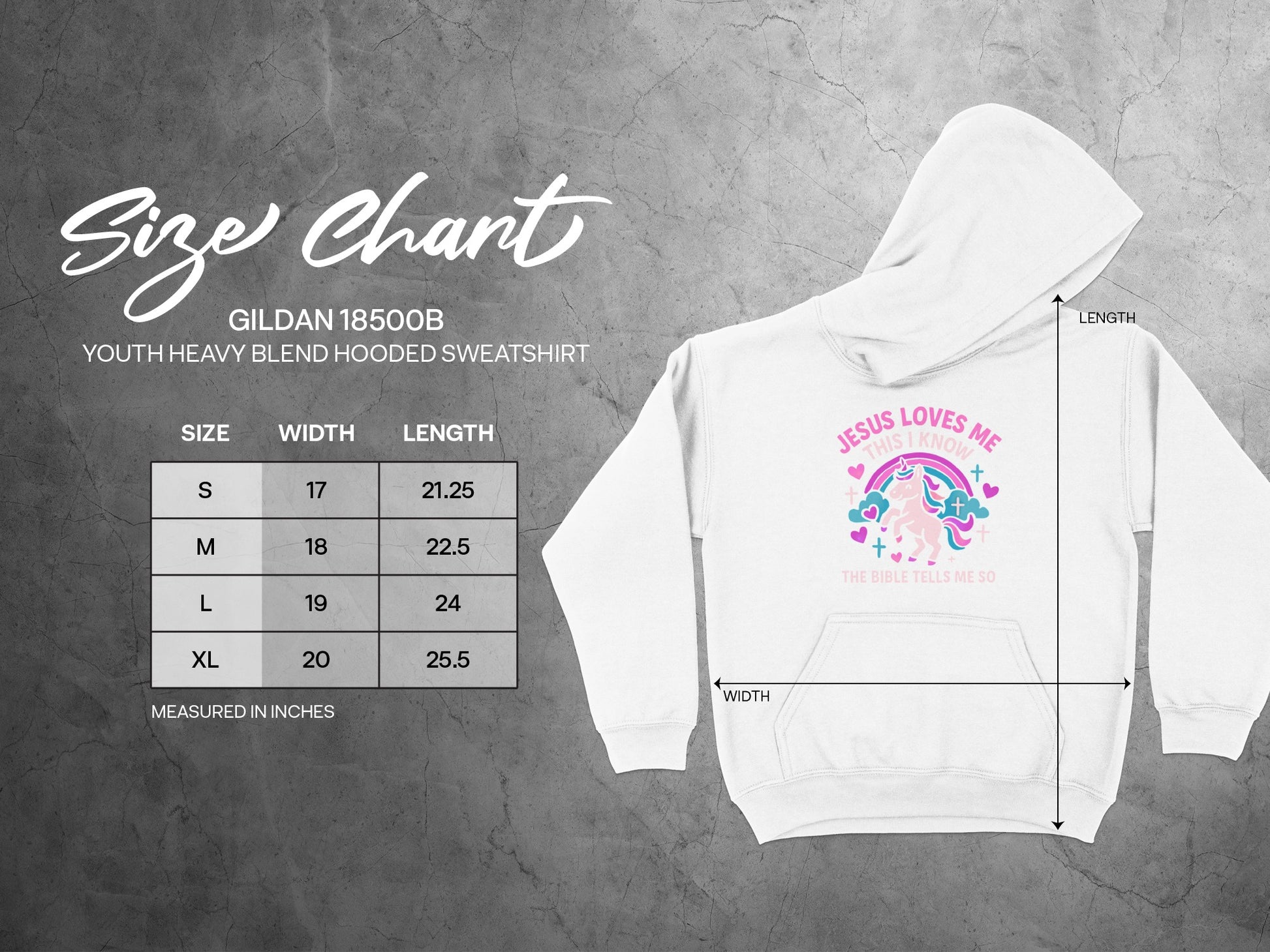 Youth Heavy Blend Hooded Sweatshirt with Christian Quote